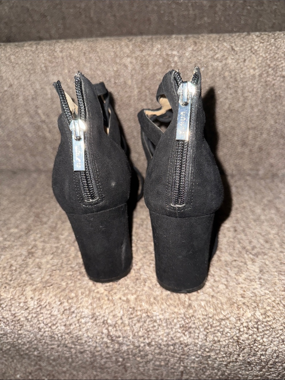 Unisa Black Suede Lace-Up Block Heel Pumps - Picture 4 of 6